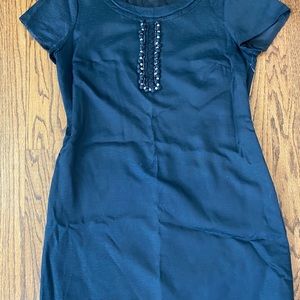 Boden 10R Navy Jewel Neck Dress, Silk/Cotton
